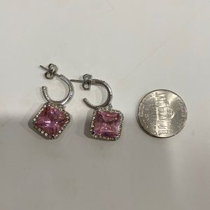Beautiful pink crystal and rhinestone hanging earrings